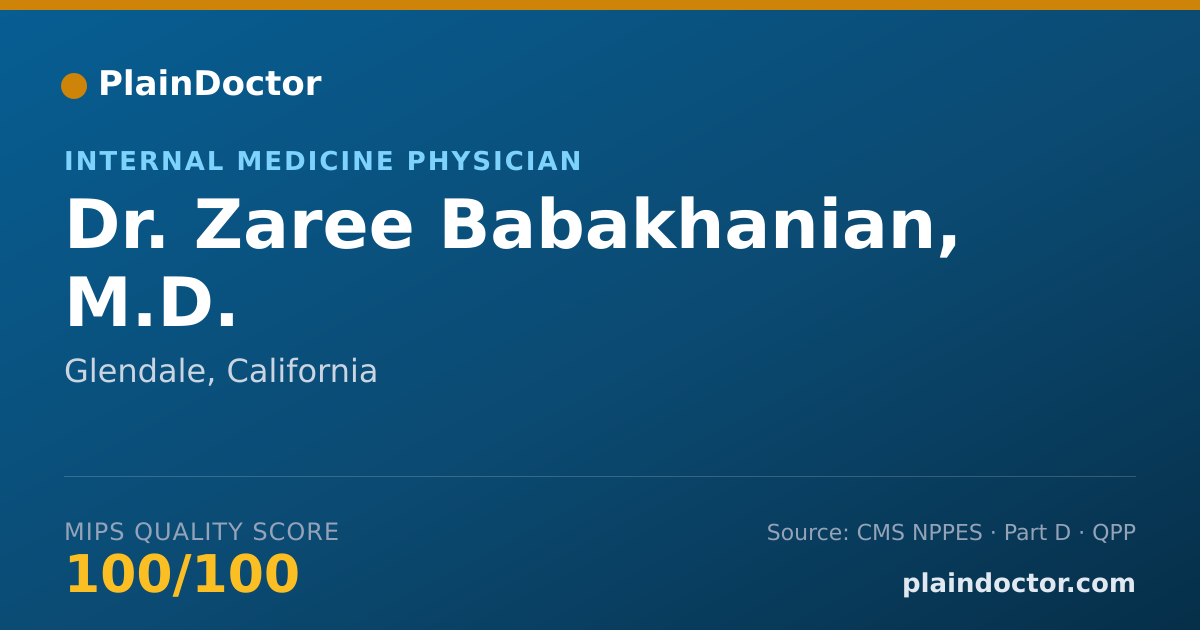 Shareable card for Zaree Babakhanian, M.D. - Internal Medicine Physician, Glendale, CA