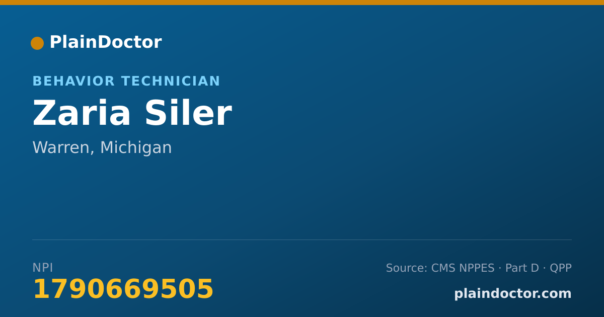 Shareable card for Zaria Siler - Behavior Technician, Warren, MI