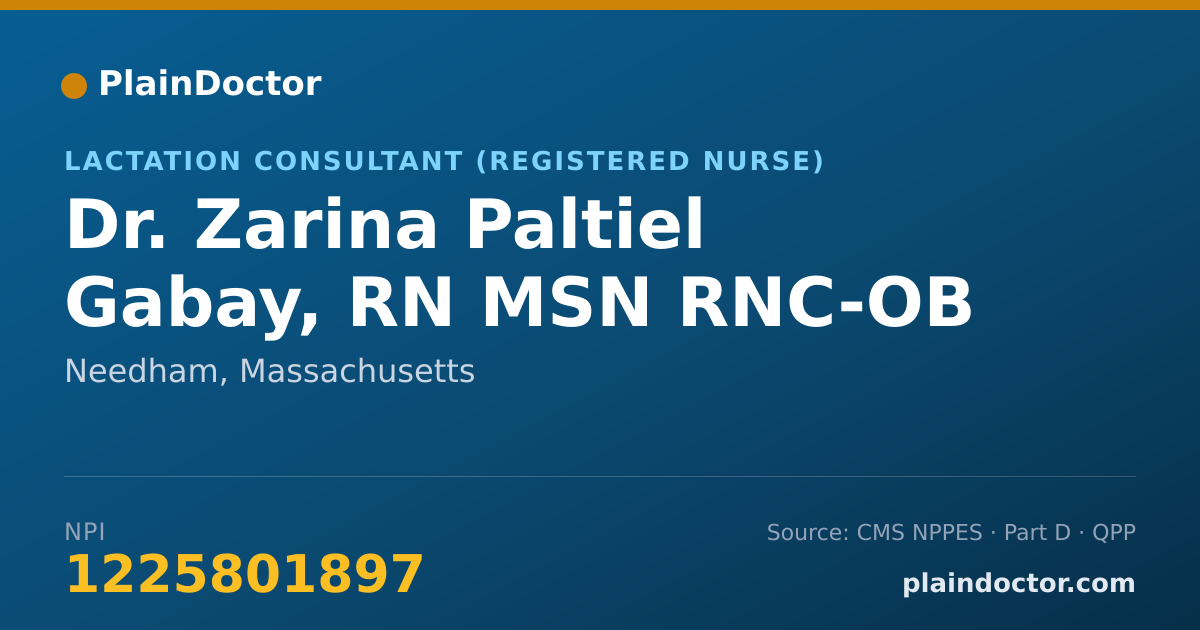 Shareable card for Zarina Paltiel Gabay, RN MSN RNC-OB IBCLC - Lactation Consultant (Registered Nurse), Needham, MA