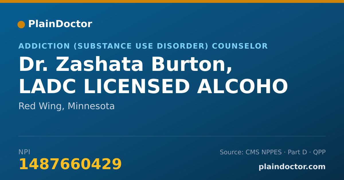 Shareable card for Zashata Burton, LADC LICENSED ALCOHO - Addiction (Substance Use Disorder) Counselor, Red Wing, MN
