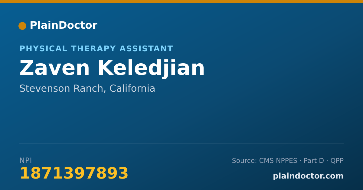 Shareable card for Zaven Keledjian - Physical Therapy Assistant, Stevenson Ranch, CA