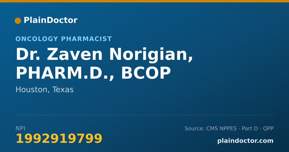Shareable card for Zaven Norigian, PHARM.D., BCOP - Oncology Pharmacist, Houston, TX