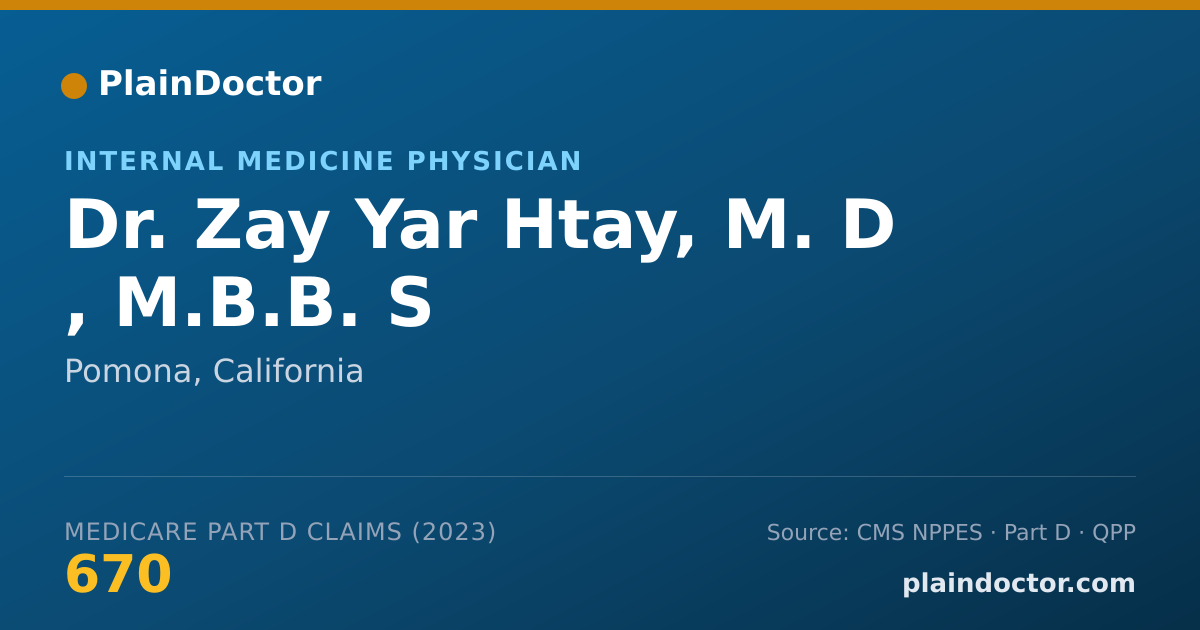 Shareable card for Zay Yar Htay, M. D , M.B.B. S - Internal Medicine Physician, Pomona, CA