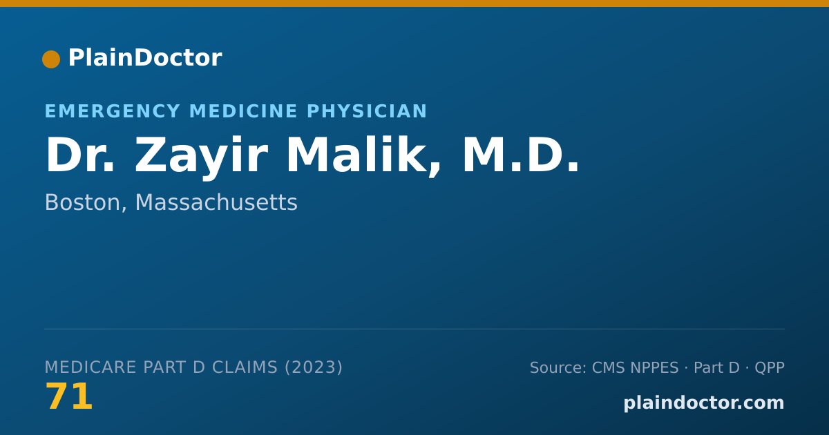 Shareable card for Zayir Malik, M.D. - Emergency Medicine Physician, Boston, MA