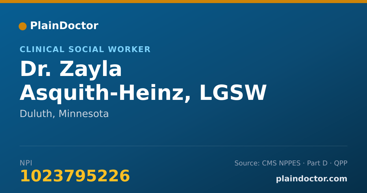 Shareable card for Zayla Asquith-Heinz, LGSW - Clinical Social Worker, Duluth, MN