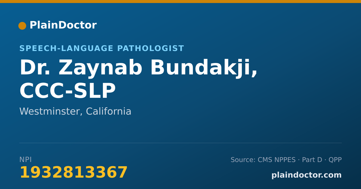 Shareable card for Zaynab Bundakji, CCC-SLP - Speech-Language Pathologist, Westminster, CA