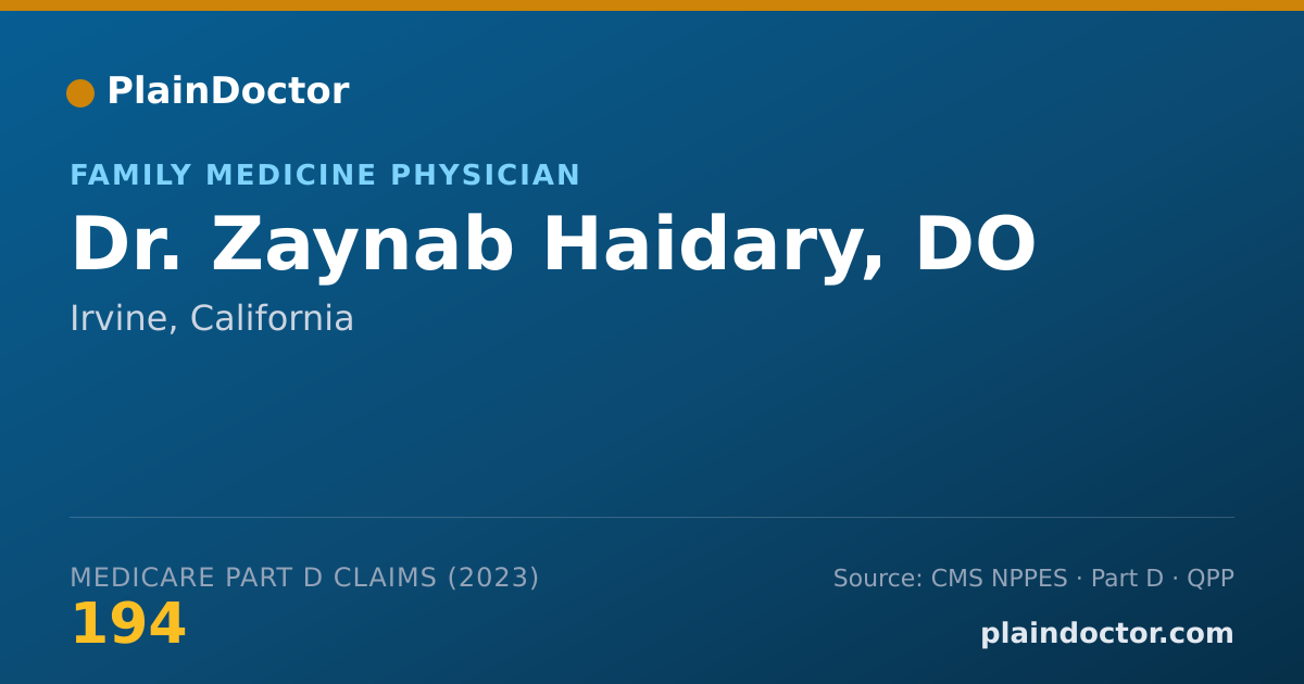 Shareable card for Zaynab Haidary, DO - Family Medicine Physician, Irvine, CA