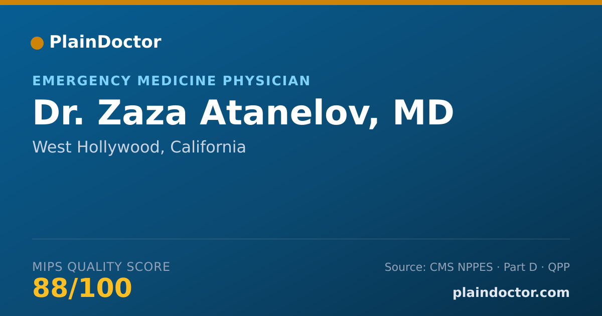 Shareable card for Zaza Atanelov, MD - Emergency Medicine Physician, West Hollywood, CA