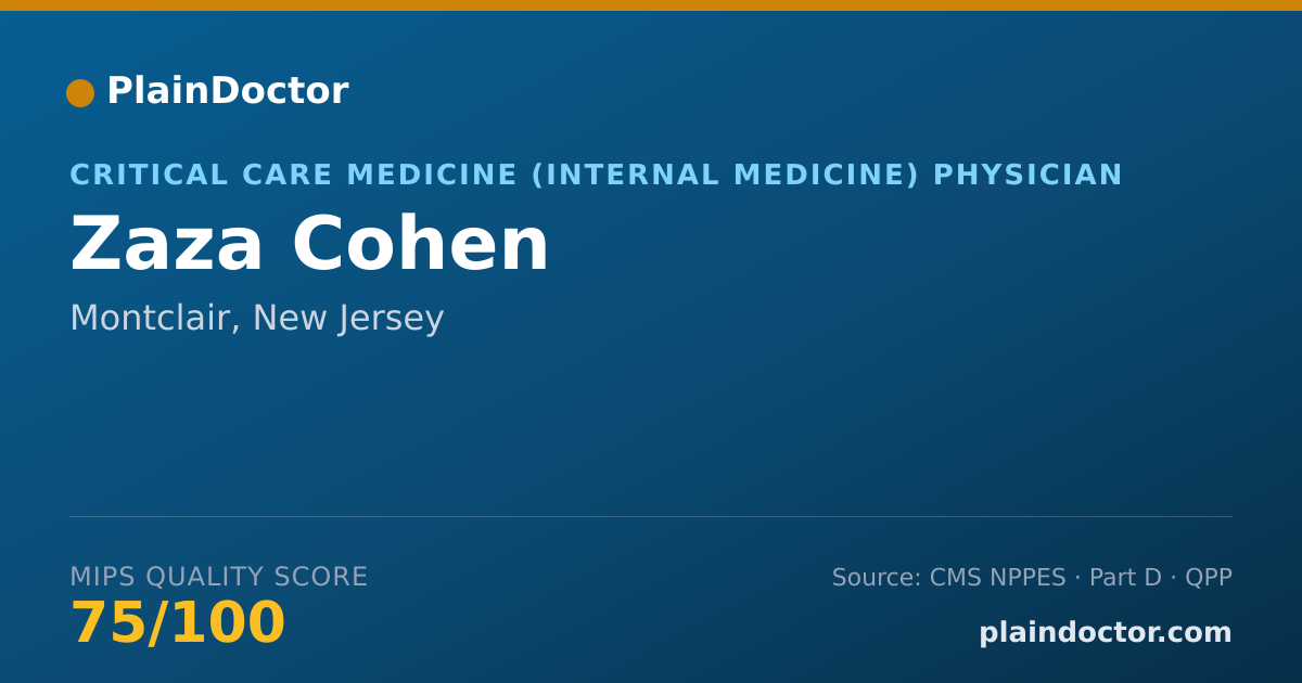 Shareable card for Zaza Cohen - Critical Care Medicine (Internal Medicine) Physician, Montclair, NJ