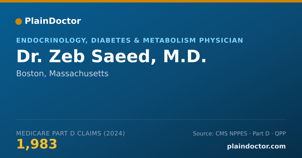 Shareable card for Zeb Saeed, M.D. - Endocrinology, Diabetes & Metabolism Physician, Boston, MA