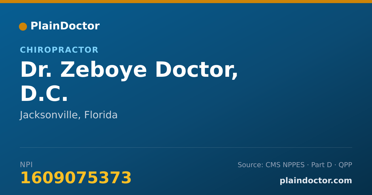 Shareable card for Zeboye Doctor, D.C. - Chiropractor, Jacksonville, FL