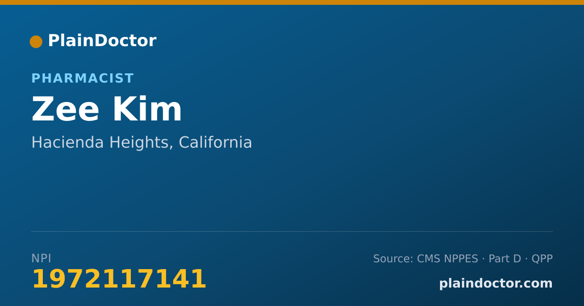 Shareable card for Zee Kim - Pharmacist, Hacienda Heights, CA
