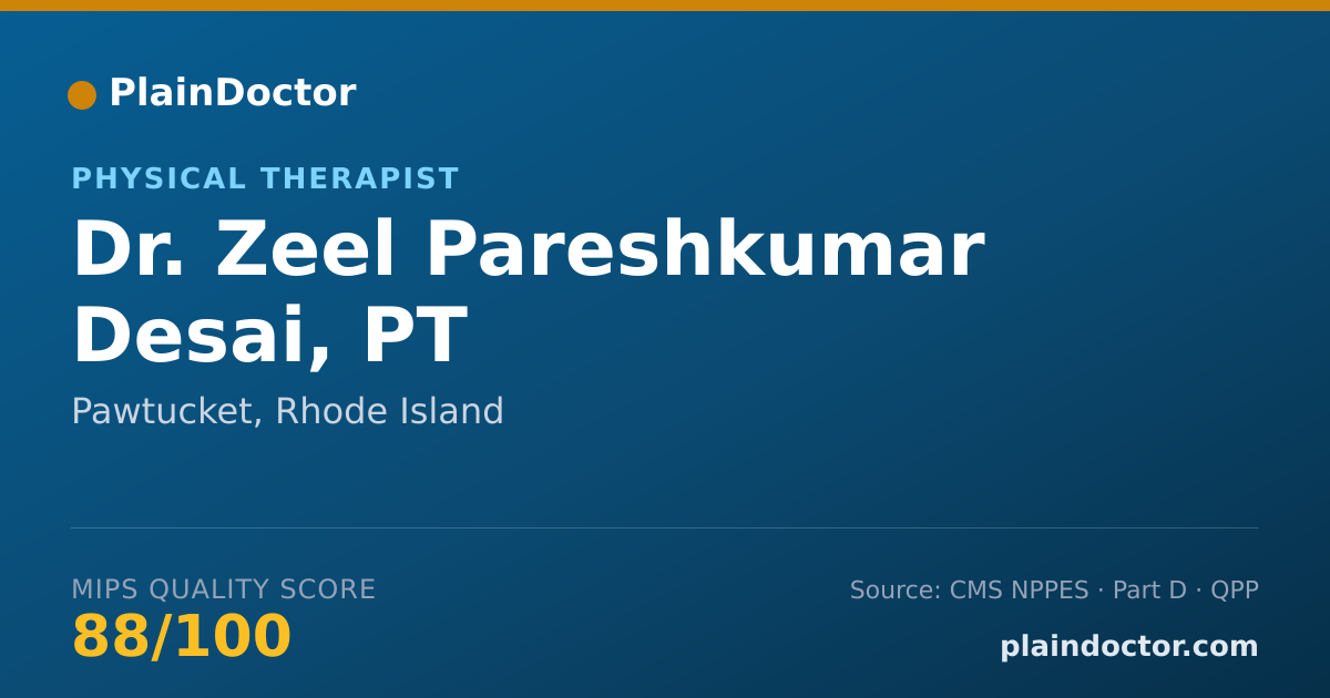 Shareable card for Zeel Pareshkumar Desai, PT - Physical Therapist, Pawtucket, RI