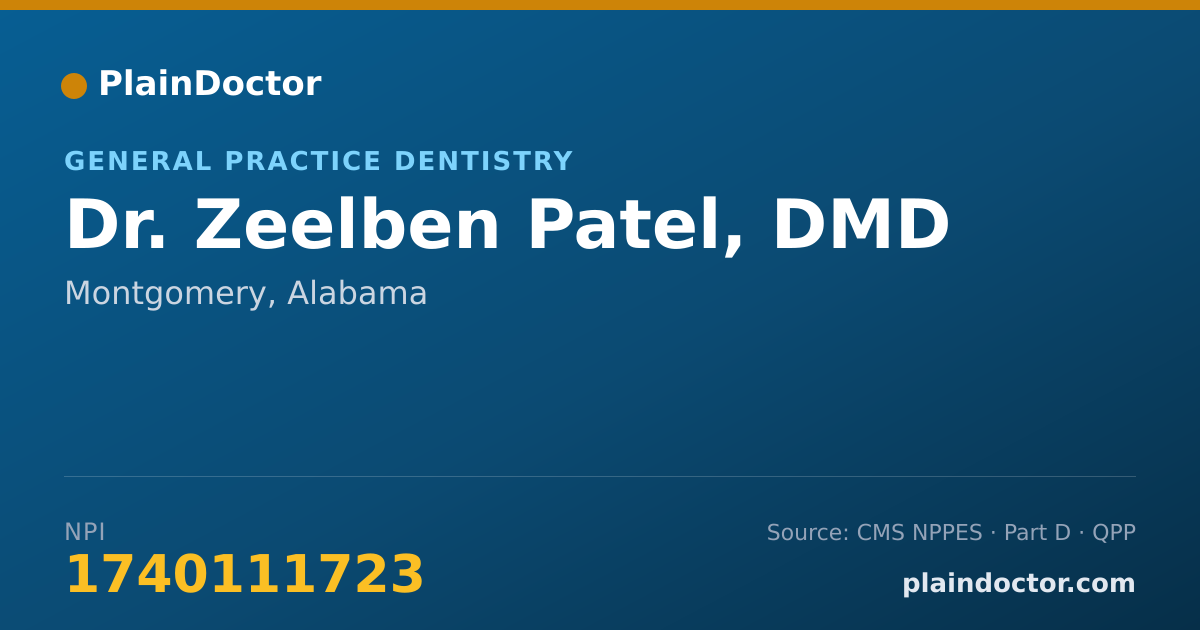 Shareable card for Zeelben Patel, DMD - General Practice Dentistry, Montgomery, AL