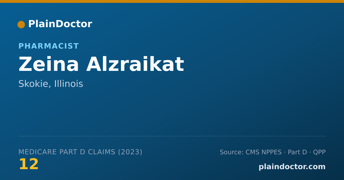 Shareable card for Zeina Alzraikat - Pharmacist, Skokie, IL