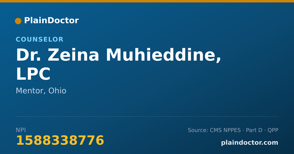Shareable card for Zeina Muhieddine, LPC - Counselor, Mentor, OH