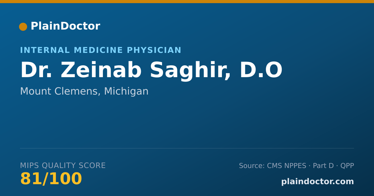 Shareable card for Zeinab Saghir, D.O - Internal Medicine Physician, Mount Clemens, MI