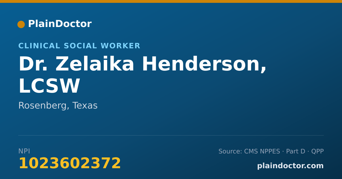 Shareable card for Zelaika Henderson, LCSW - Clinical Social Worker, Rosenberg, TX
