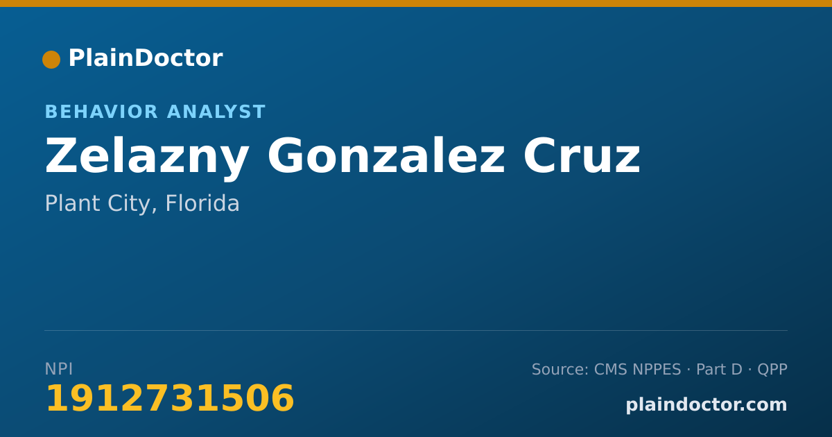 Shareable card for Zelazny Gonzalez Cruz - Behavior Analyst, Plant City, FL
