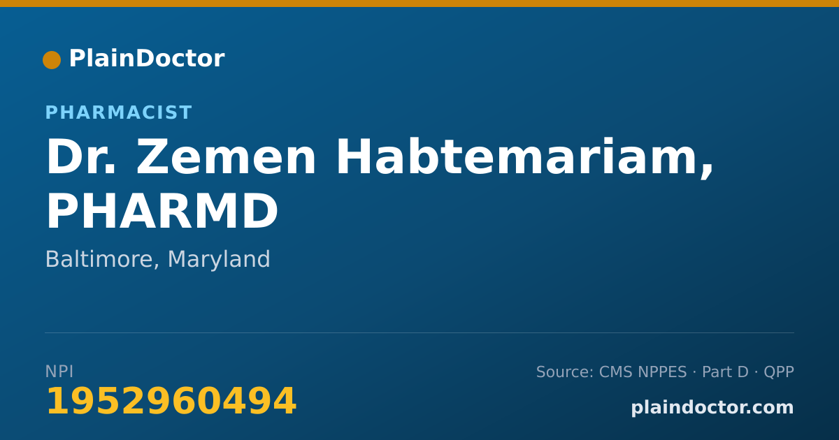 Shareable card for Zemen Habtemariam, PHARMD - Pharmacist, Baltimore, MD
