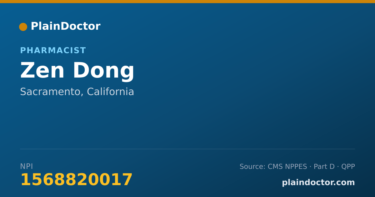 Shareable card for Zen Dong - Pharmacist, Sacramento, CA
