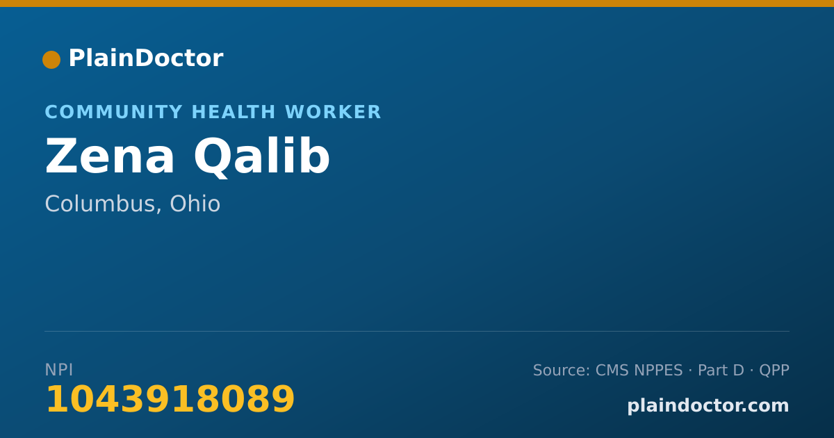 Shareable card for Zena Qalib - Community Health Worker, Columbus, OH