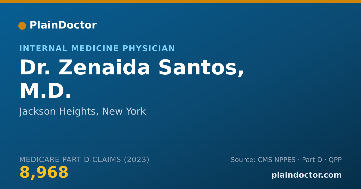 Shareable card for Zenaida Santos, M.D. - Internal Medicine Physician, Jackson Heights, NY