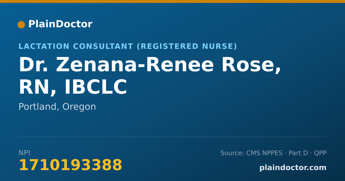 Shareable card for Zenana-Renee Rose, RN, IBCLC - Lactation Consultant (Registered Nurse), Portland, OR