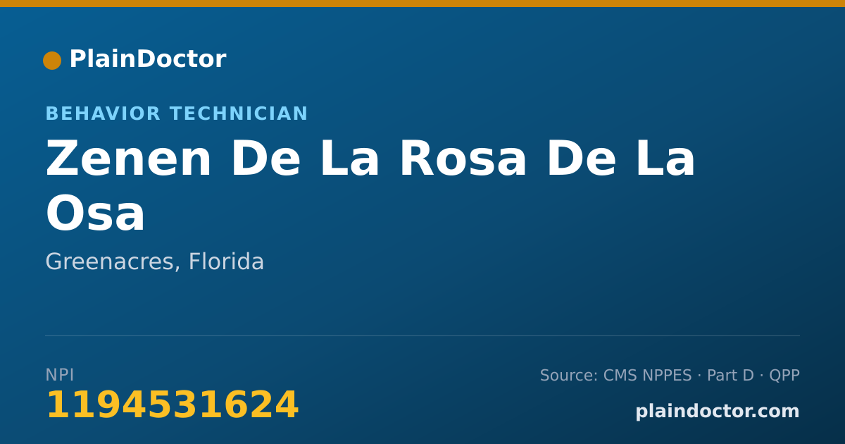 Shareable card for Zenen De La Rosa De La Osa - Behavior Technician, Greenacres, FL