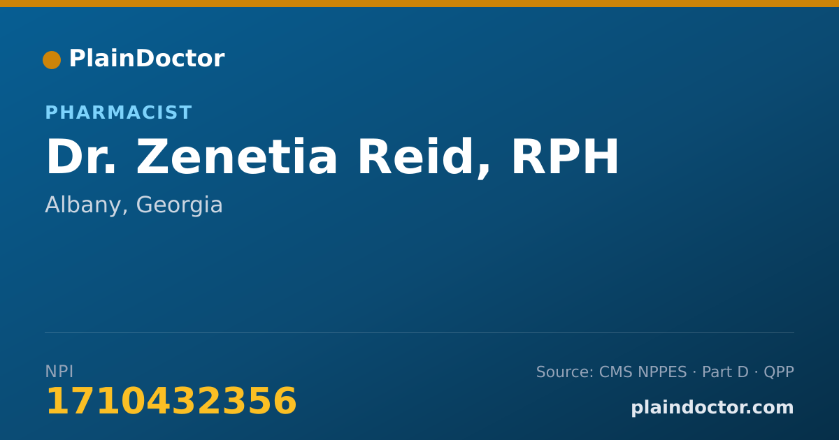 Shareable card for Zenetia Reid, RPH - Pharmacist, Albany, GA