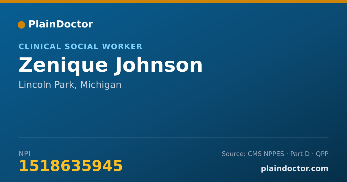 Shareable card for Zenique Johnson - Clinical Social Worker, Lincoln Park, MI