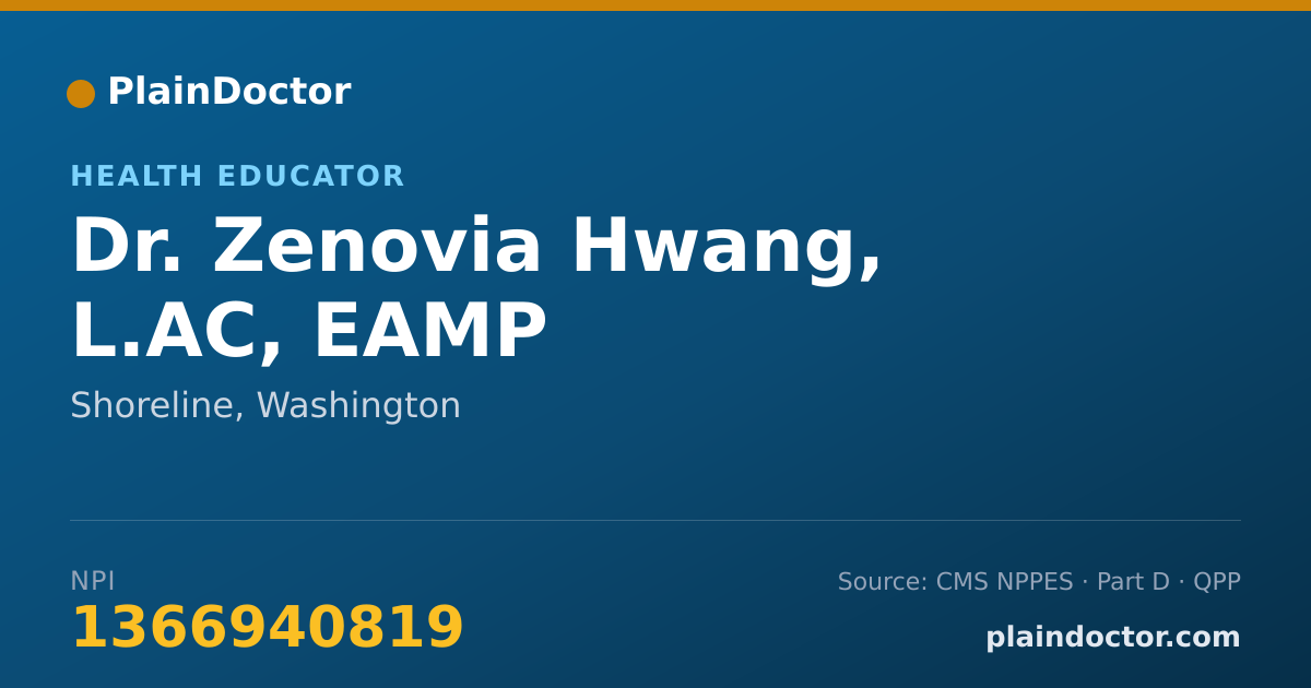 Shareable card for Zenovia Hwang, L.AC, EAMP - Health Educator, Shoreline, WA