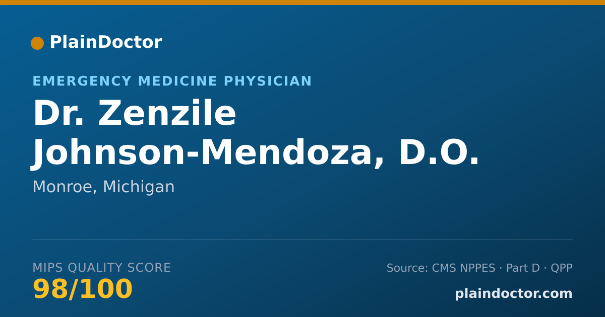 Shareable card for Zenzile Johnson-Mendoza, D.O. - Emergency Medicine Physician, Monroe, MI