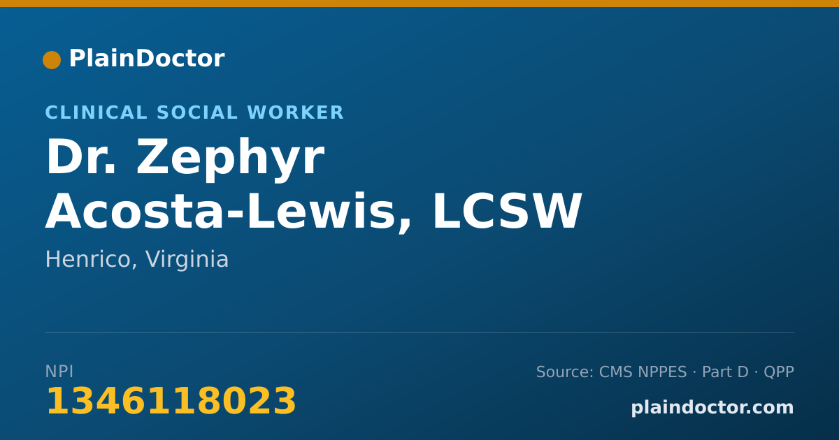Shareable card for Zephyr Acosta-Lewis, LCSW - Clinical Social Worker, Henrico, VA