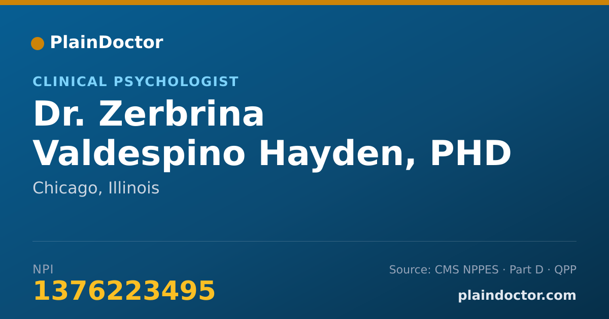 Shareable card for Zerbrina Valdespino Hayden, PHD - Clinical Psychologist, Chicago, IL