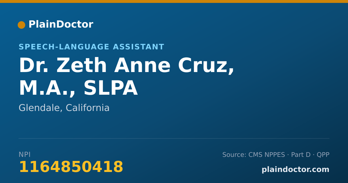 Shareable card for Zeth Anne Cruz, M.A., SLPA - Speech-Language Assistant, Glendale, CA