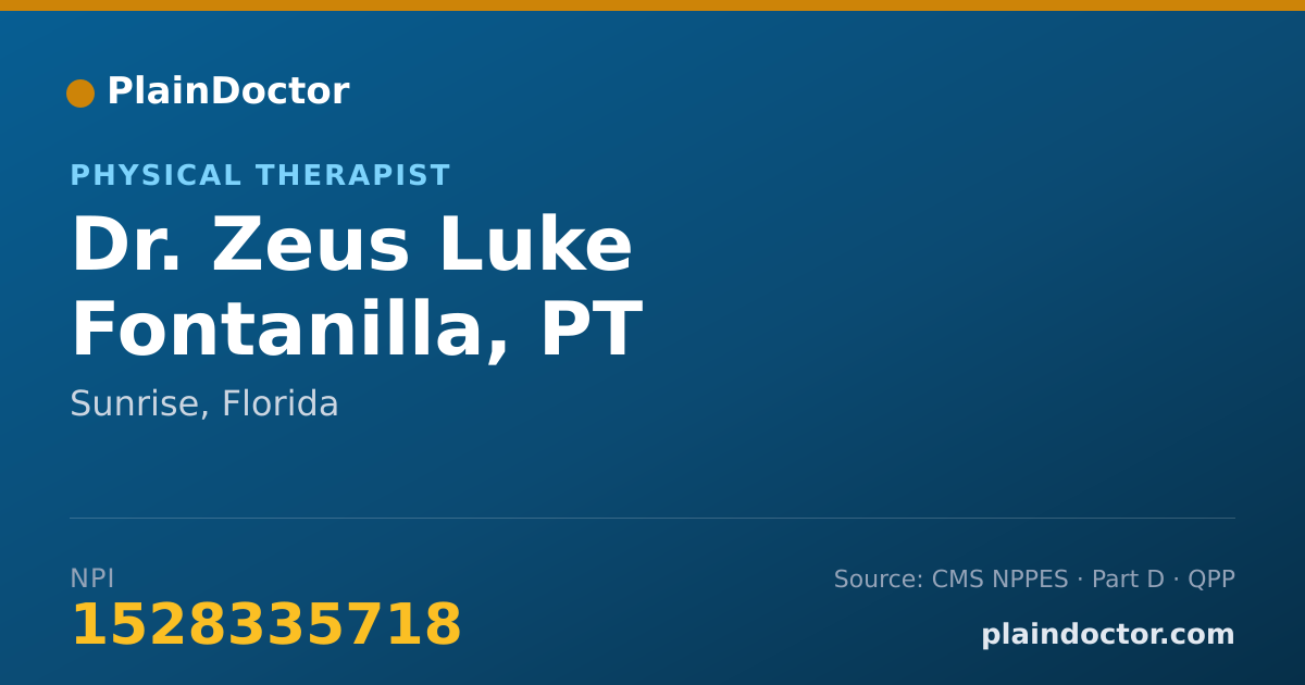 Shareable card for Zeus Luke Fontanilla, PT - Physical Therapist, Sunrise, FL