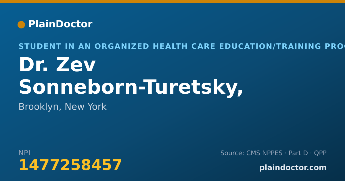 Shareable card for Zev Sonneborn-Turetsky, MD/MPH - Student in an Organized Health Care Education/Training Program, Brooklyn, NY