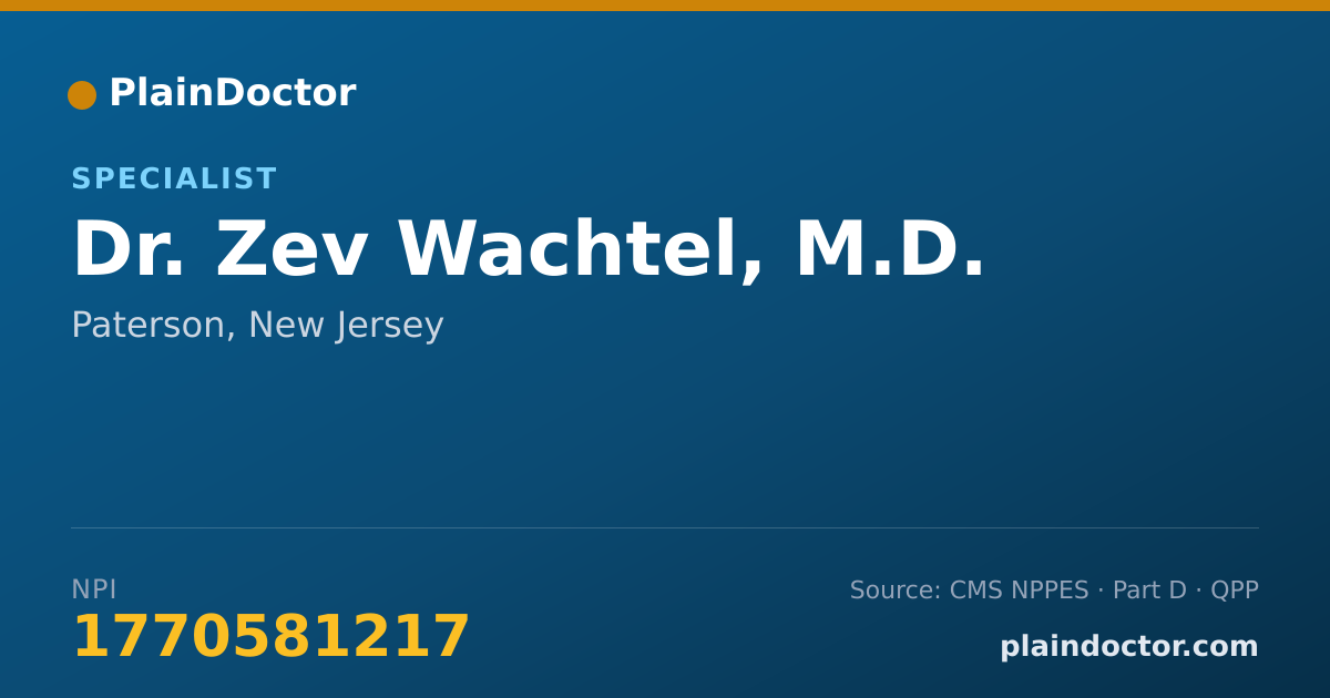 Shareable card for Zev Wachtel, M.D. - Specialist, Paterson, NJ