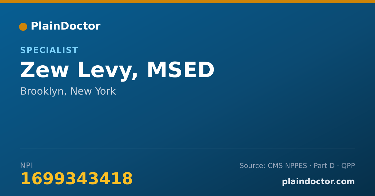 Shareable card for Zew Levy, MSED - Specialist, Brooklyn, NY
