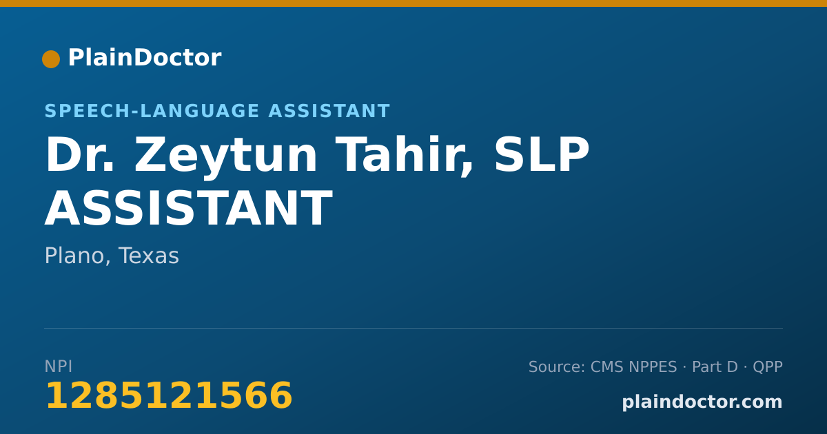 Shareable card for Zeytun Tahir, SLP ASSISTANT - Speech-Language Assistant, Plano, TX