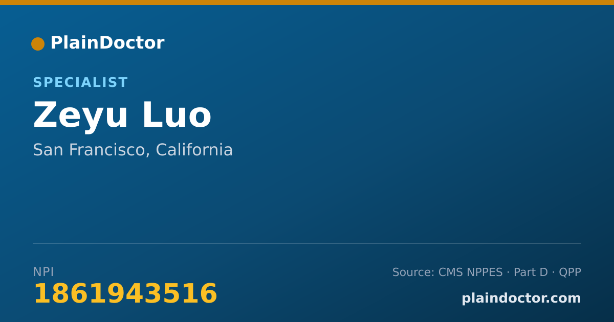 Shareable card for Zeyu Luo - Specialist, San Francisco, CA
