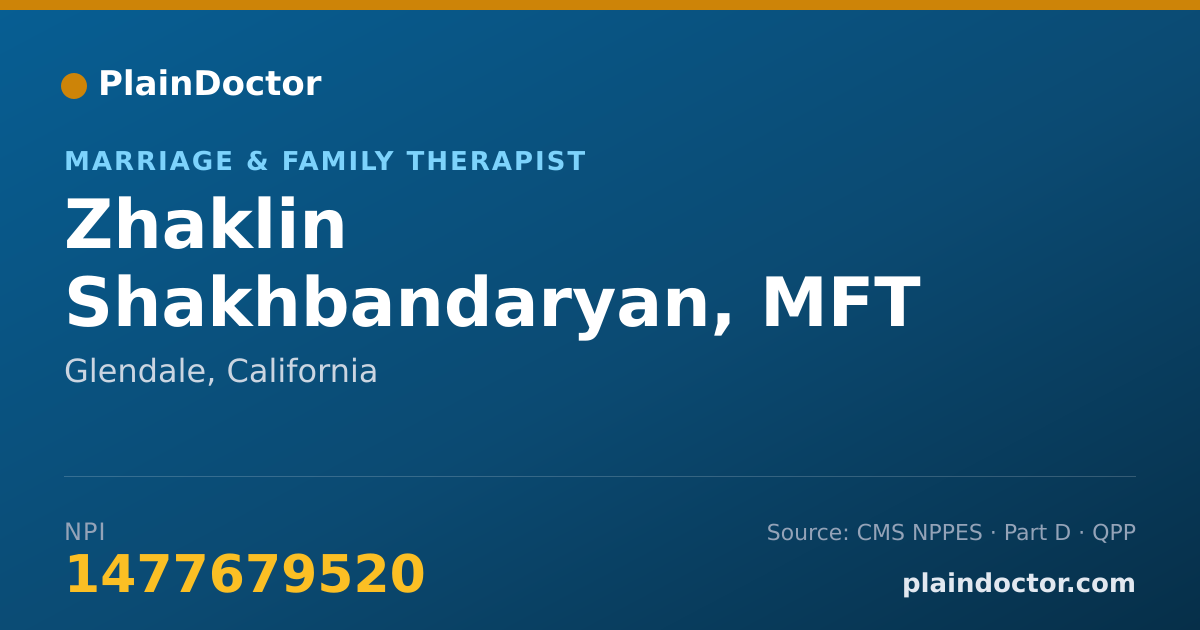 Shareable card for Zhaklin Shakhbandaryan, MFT - Marriage & Family Therapist, Glendale, CA