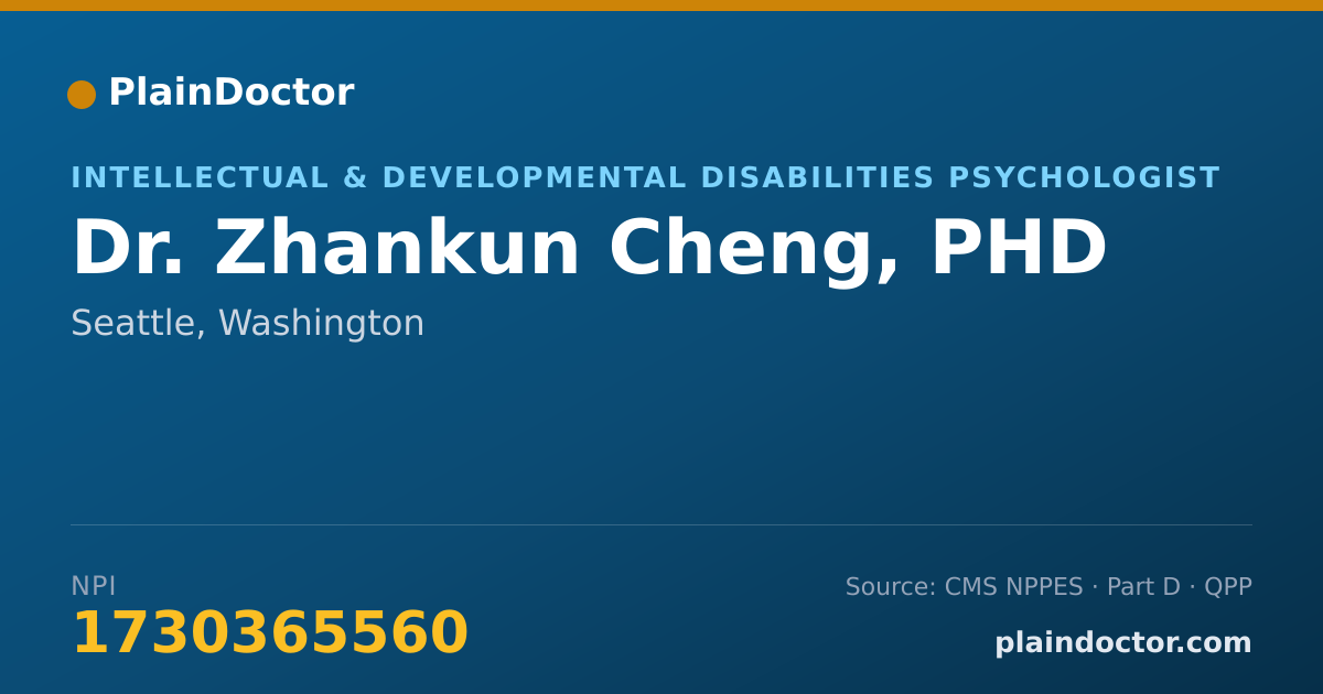 Shareable card for Zhankun Cheng, PHD - Intellectual & Developmental Disabilities Psychologist, Seattle, WA
