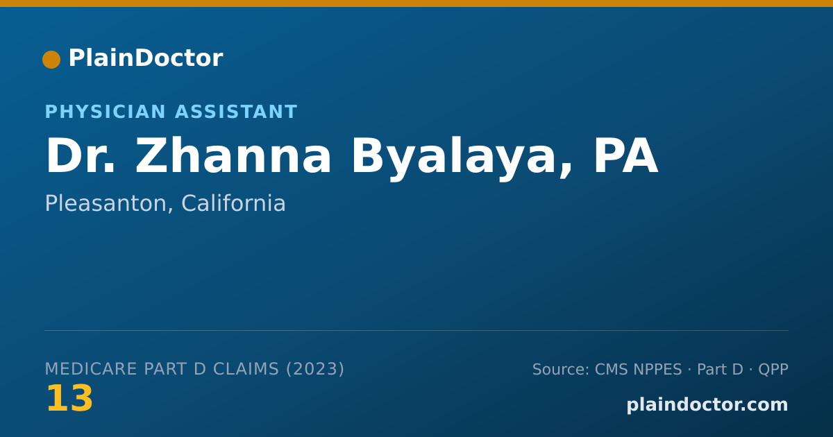 Shareable card for Zhanna Byalaya, PA - Physician Assistant, Pleasanton, CA