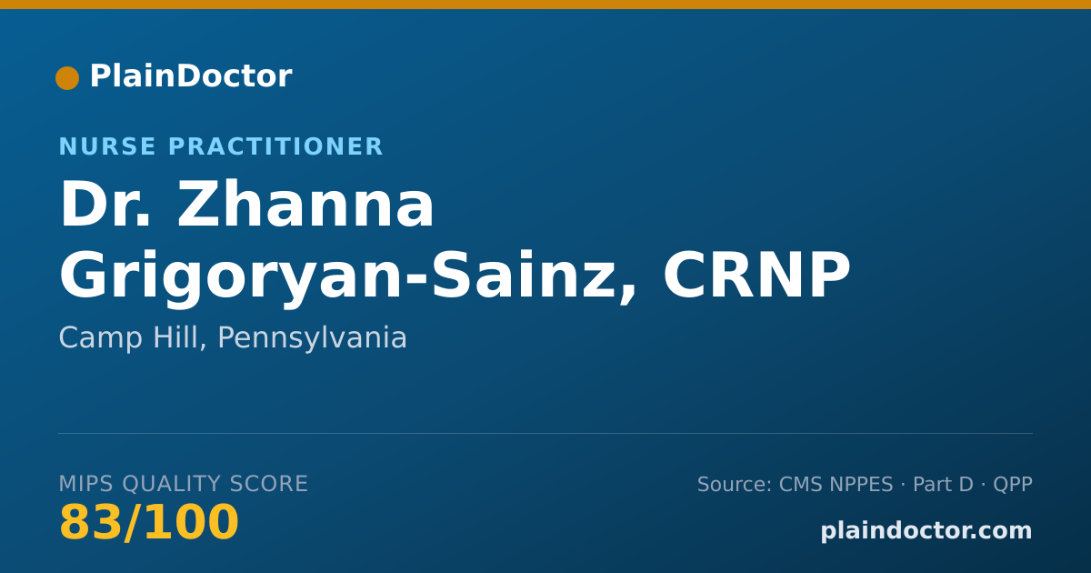 Shareable card for Zhanna Grigoryan-Sainz, CRNP - Nurse Practitioner, Camp Hill, PA