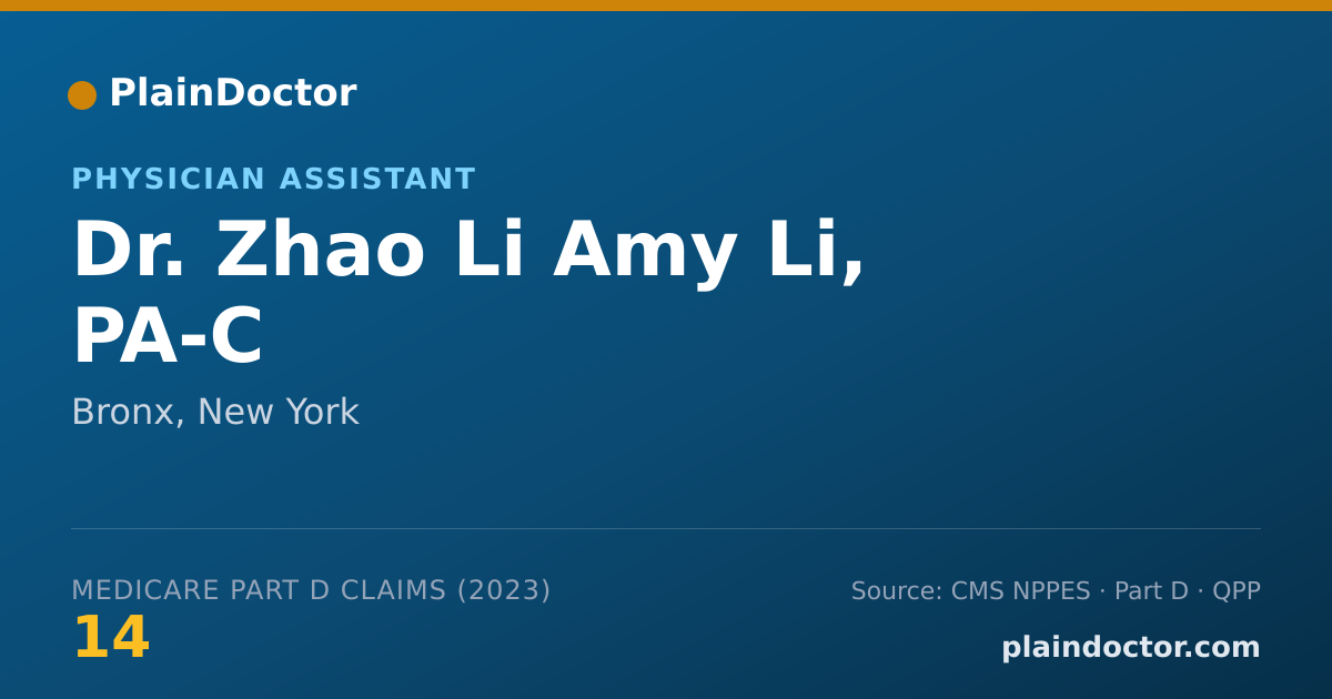 Shareable card for Zhao Li Amy Li, PA-C - Physician Assistant, Bronx, NY