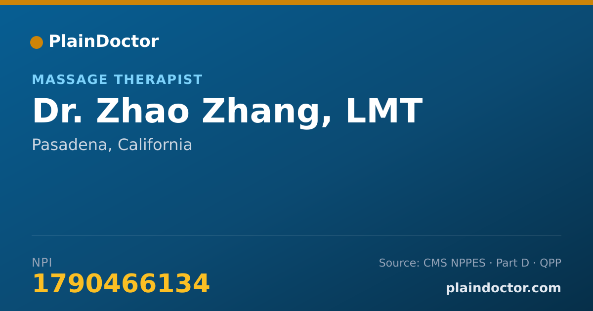 Shareable card for Zhao Zhang, LMT - Massage Therapist, Pasadena, CA