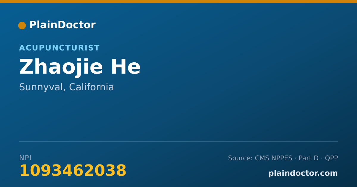 Shareable card for Zhaojie He - Acupuncturist, Sunnyval, CA