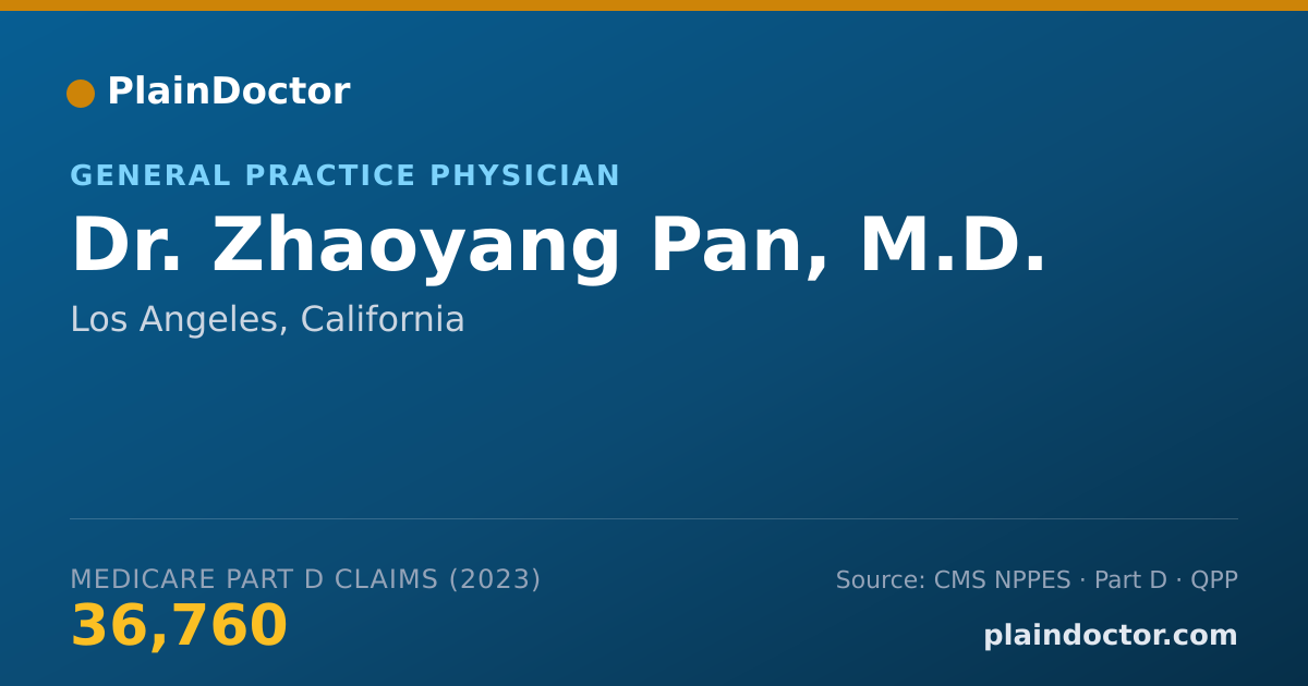 Shareable card for Zhaoyang Pan, M.D. - General Practice Physician, Los Angeles, CA